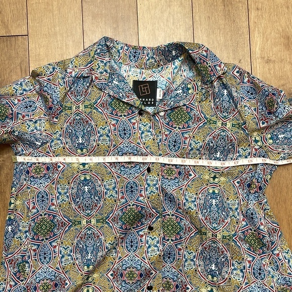 Lennard Taylor BRENDA SWING COTTON PRINT longsleeve dress shirt oversized sz XXS - Picture 9 of 12